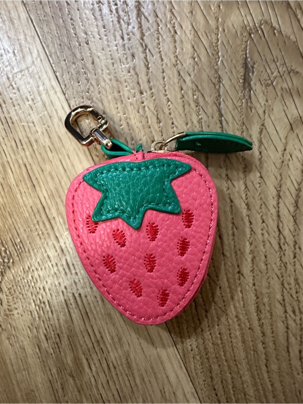 Strawberry Coin Pouch/Keychain - Pink & Green